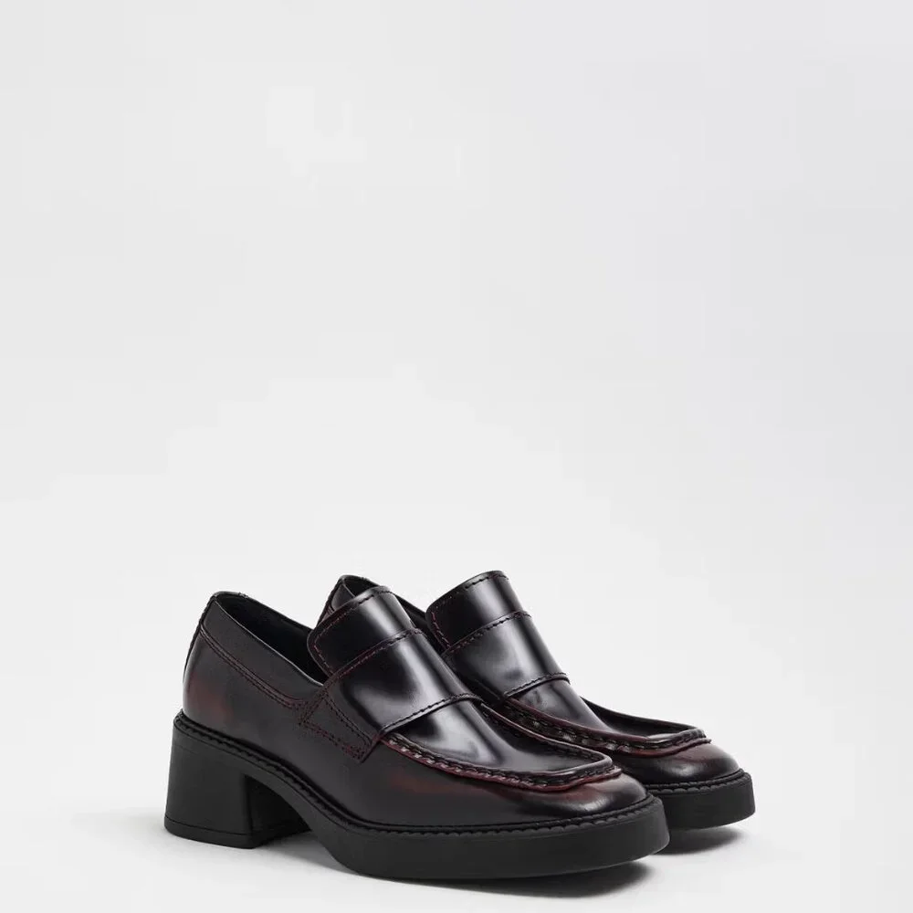 NIB! SOLD OUT COLOR! MIISTA KARINA BURGUNDY BRUSH OFF LEATHER LOAFERS sz38 - Picture 13 of 15